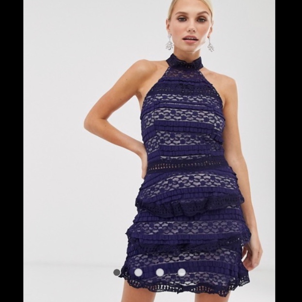 AX Paris blue lace layered skater dress NWT